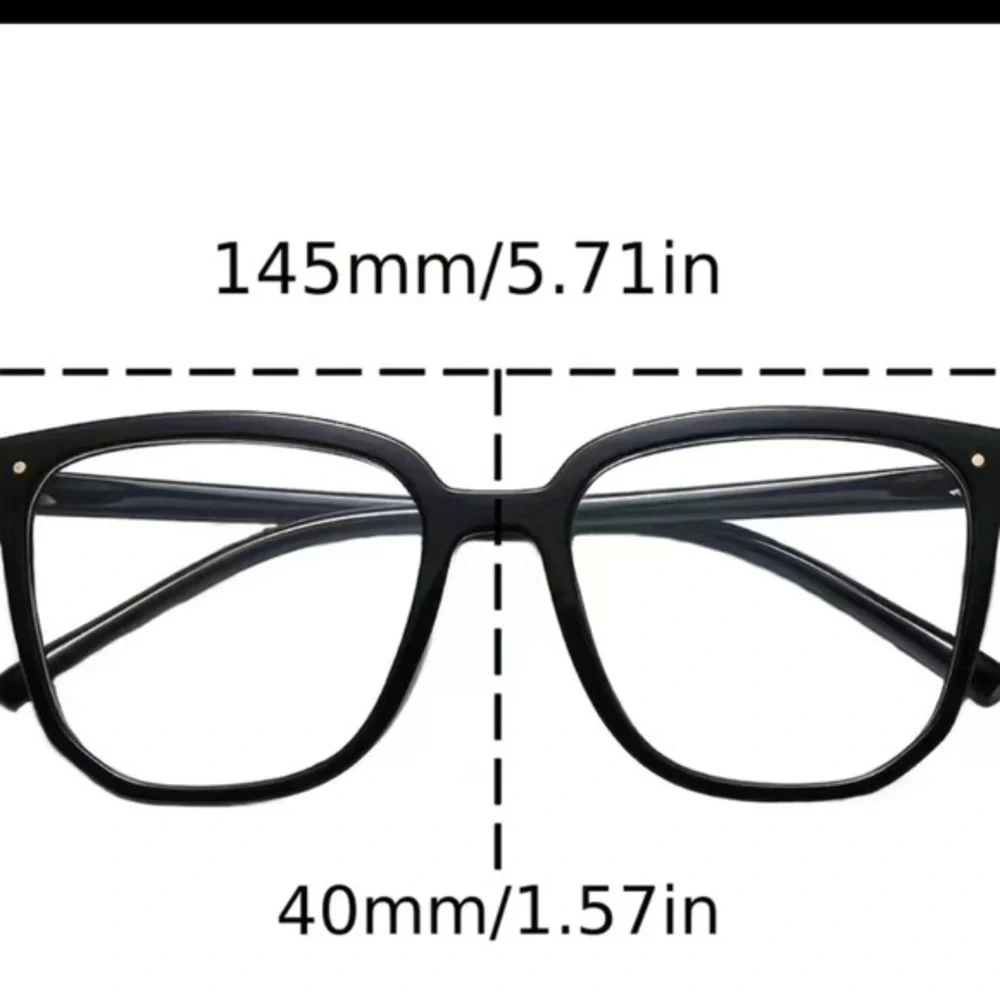 Square Anti-Blue Light Glasses Casual Black Glossy Frame & Clear Lens